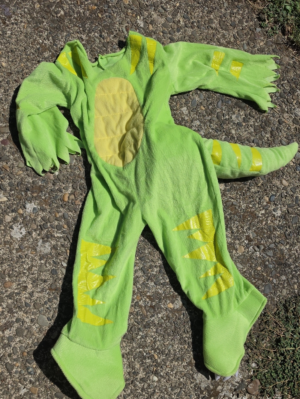 Bright Green Dinosaur One-Piece Bodysuit with Yellow Accents
